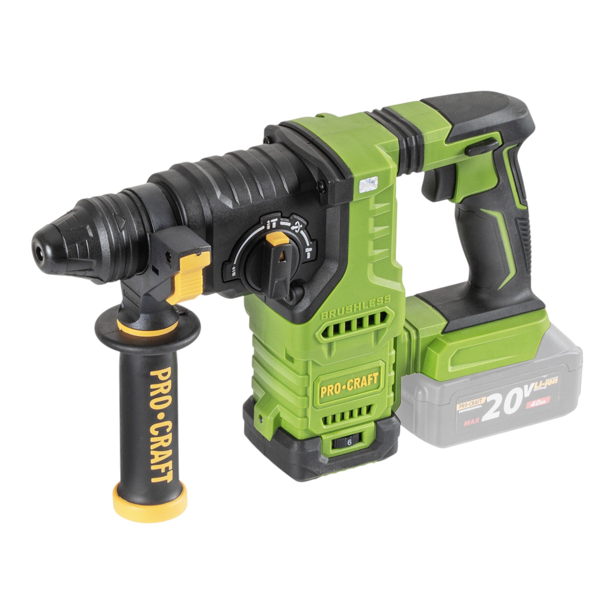 Procraft PHA30bb Akku Bohrhammer 20 V 2 8 J SDS plus Brushless 1x Akku 2 0 Ah ohne Ladegeraet 1 - toolbrothers