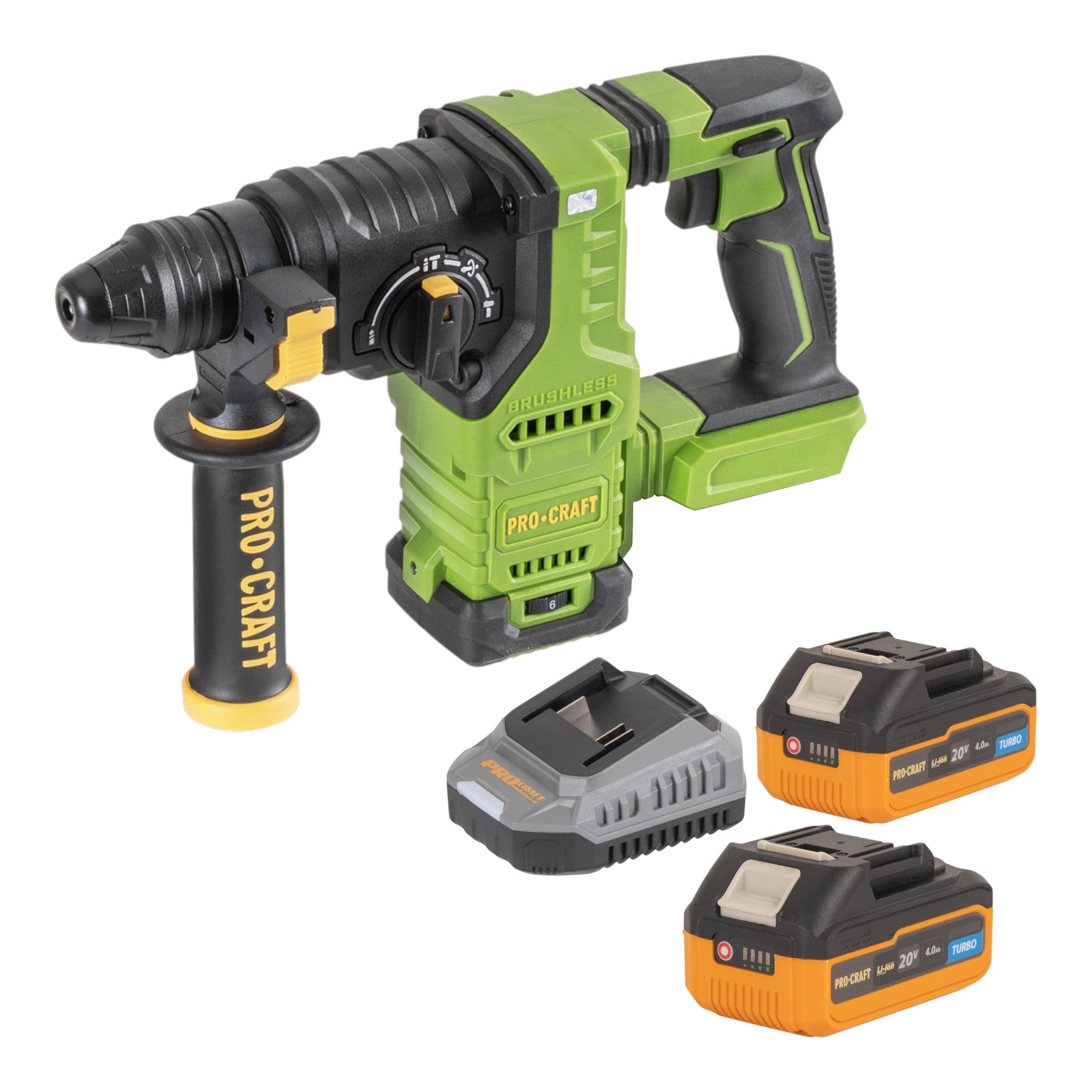 Procraft PHA30bb Akku Bohrhammer 20 V 2 8 J SDS plus Brushless 2x Akku 4 0 Ah Ladegeraet 0 - toolbrothers