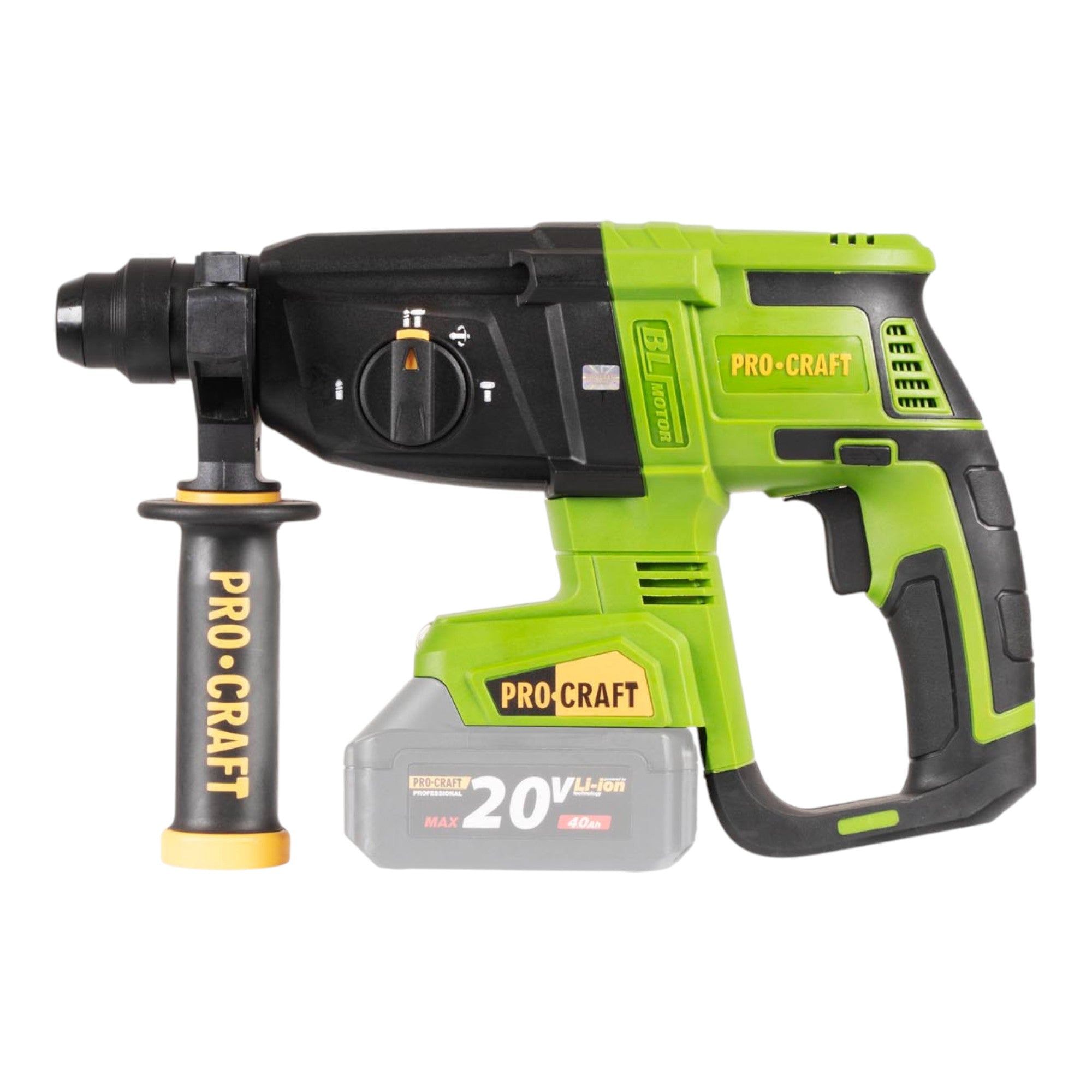 Procraft PHA40bb Akku Bohrhammer 20 V 2 6 J SDS plus Brushless 2x Akku 4 0 Ah Ladegeraet RHINO Toolcase 2 - toolbrothers