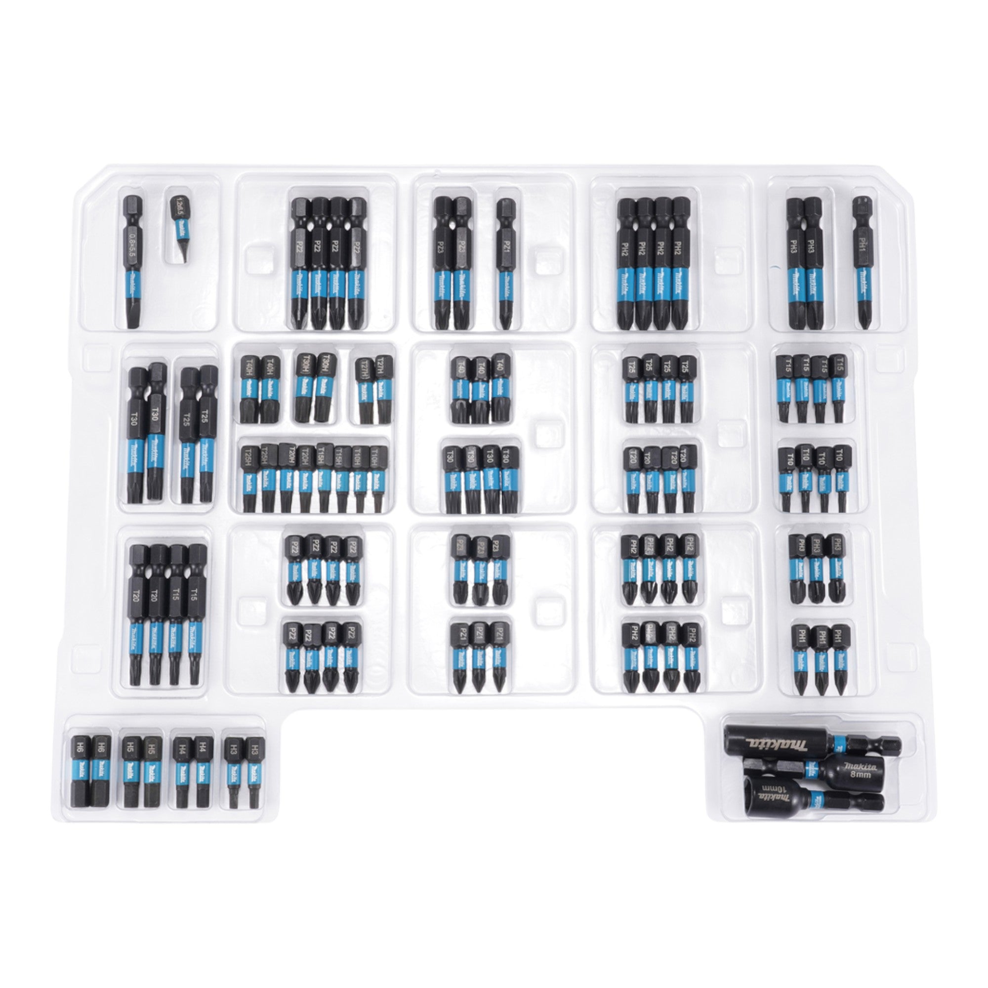 Makita Impact Black Bit Set 100 tlg 25 50 mm E 24826 S2 Spezialstahl schlagfest PH PZ TX TH SL Hex 3 - toolbrothers