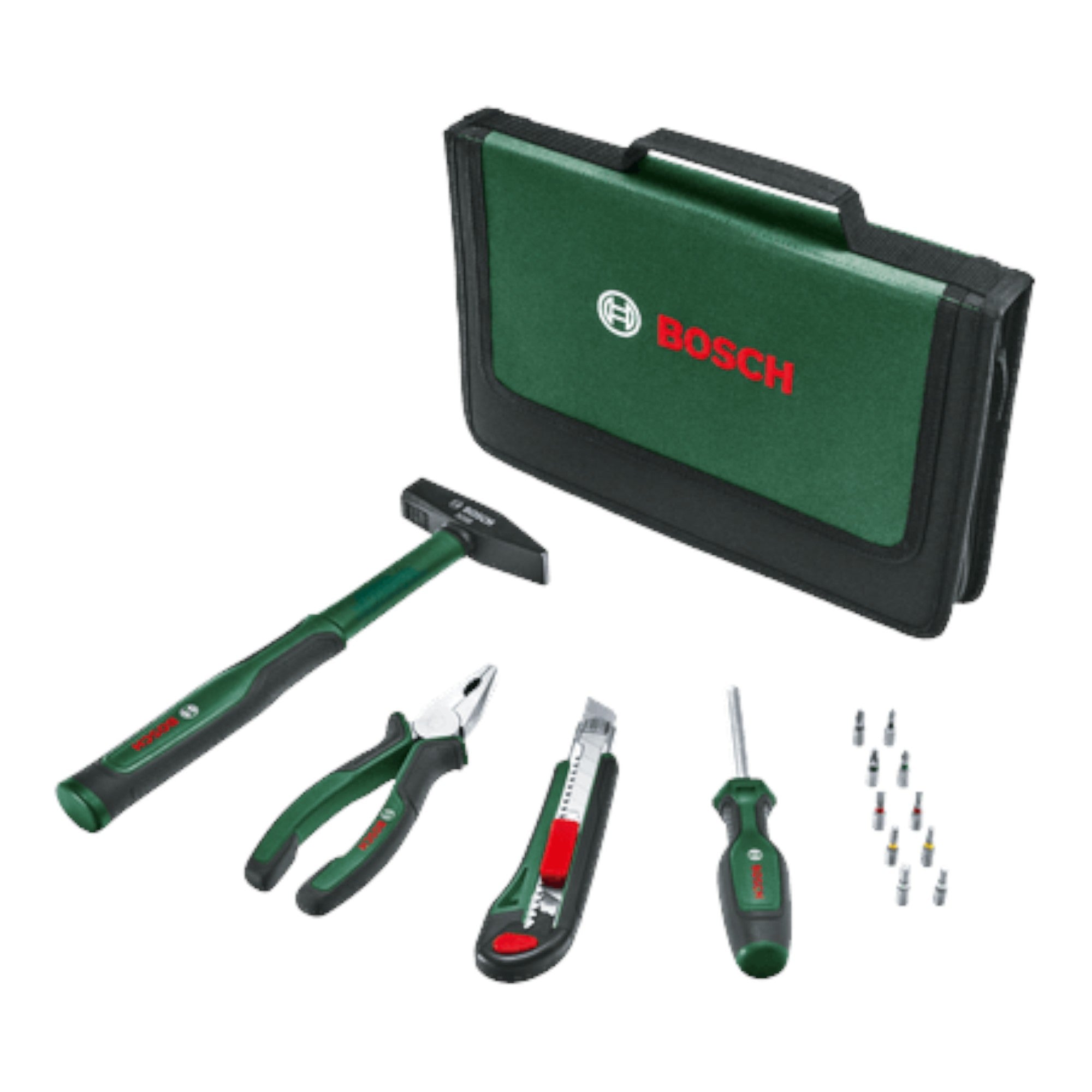 Bosch Easy Starter Handwerkzeug Set 14 teilig 1600A02BY3 Kombinationszange Schraubendreher Cuttermesser Hammer 0 - toolbrothers