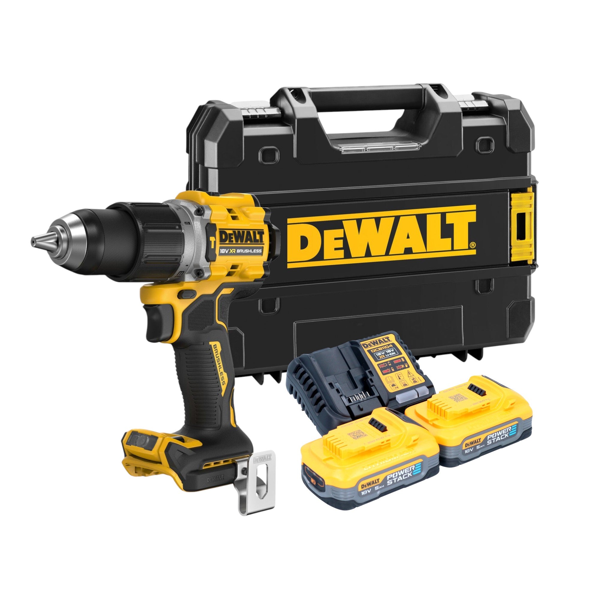 DeWalt DCD 805 H2T Akku Schlagbohrschrauber 18 V 90 Nm Brushless 2x Powerstack Akku 5 0 Ah Ladegeraet TSTAK 0 - toolbrothers