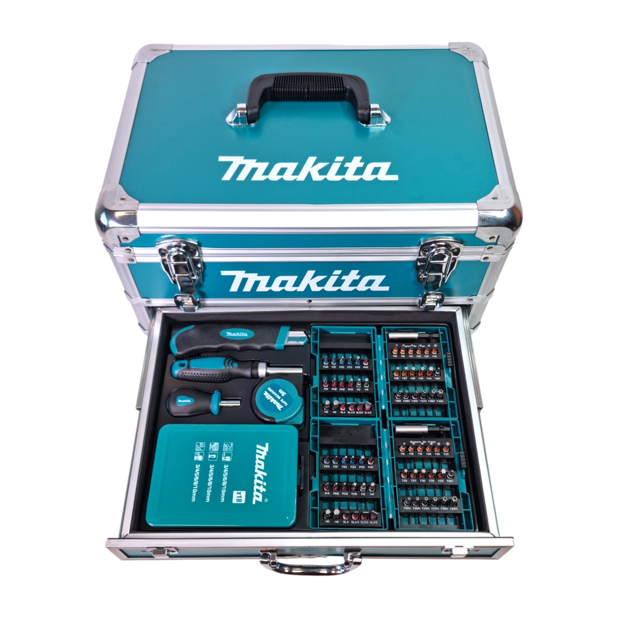 Makita X9 Alu Schubladen Koffer 96 tlg Zubehoer Set 2 - toolbrothers