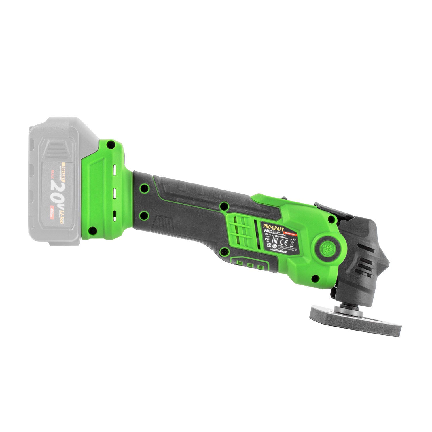 Procraft PMT22bb Akku Multifunktionswerkzeug 20 V Brushless 1x Akku 2 0 Ah ohne Ladegeraet 4 - toolbrothers