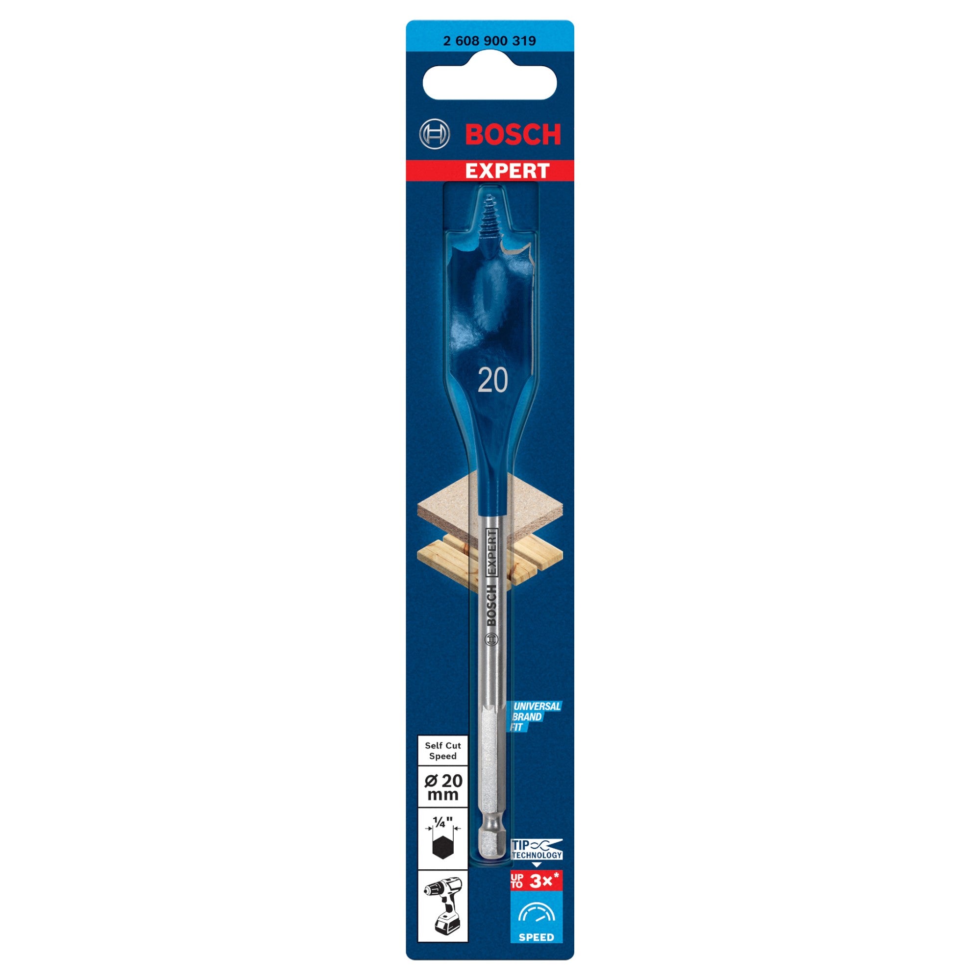 Bosch EXPERT SelfCut Speed Flachfraesbohrer 20 x 152mm 2608900319 fuer Hochgeschwindigkeitsbohren in Holz 1 - toolbrothers
