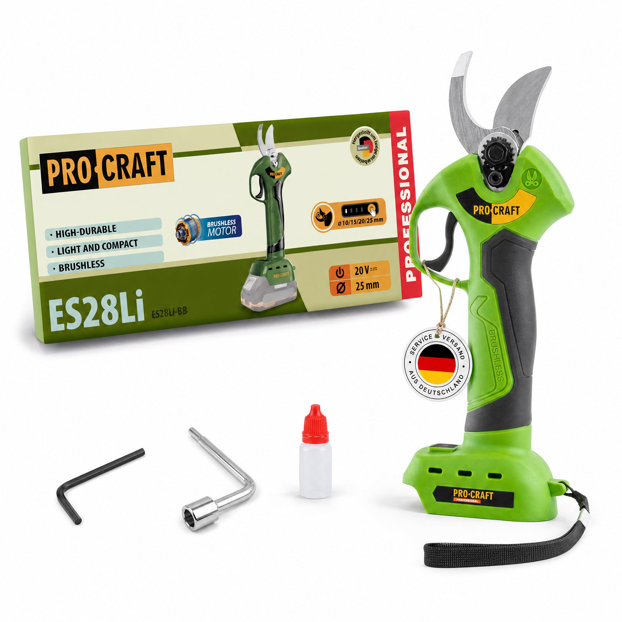 Procraft ES28Li bb Akku Astschere Gartenschere 20 V 25 mm Solo ohne Akku ohne Ladegeraet 0 - toolbrothers