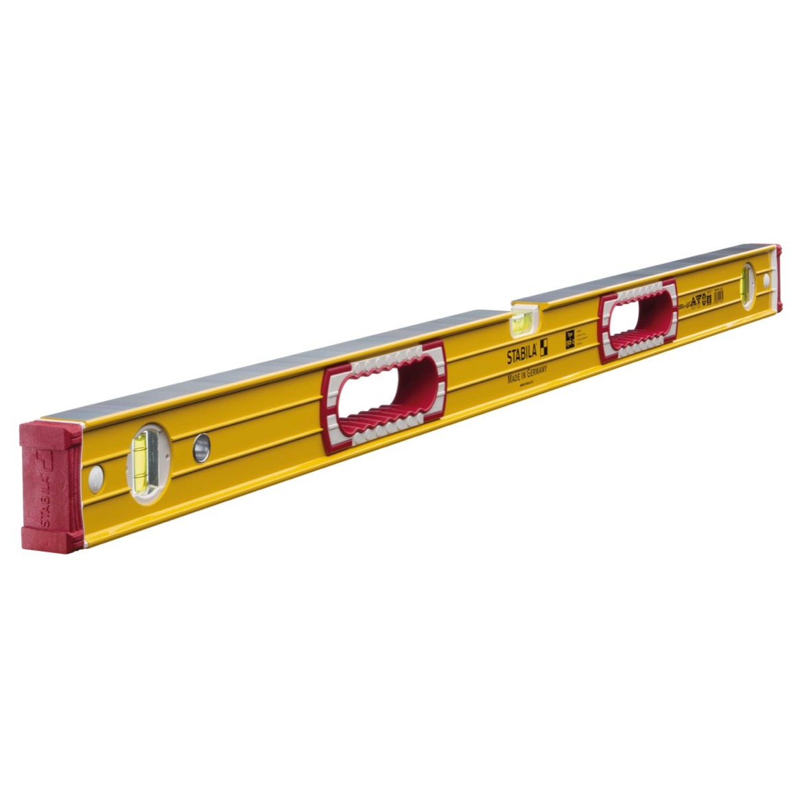 STABILA Type 196-2 Wasserwaage 100 cm ( 15235 ) drei Libellen zwei Grifföffnungen Rutsch-Stopper horizontales und vertikales Messen - Toolbrothers