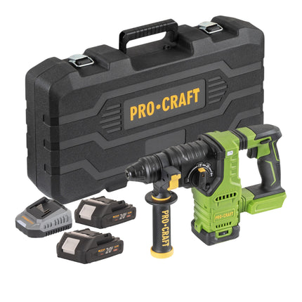 Procraft PHA30 bb c Akku Bohrhammer 20 V 2 8 J SDS plus Brushless 2x Akku 2 0 Ah Ladegeraet Koffer 0 - toolbrothers