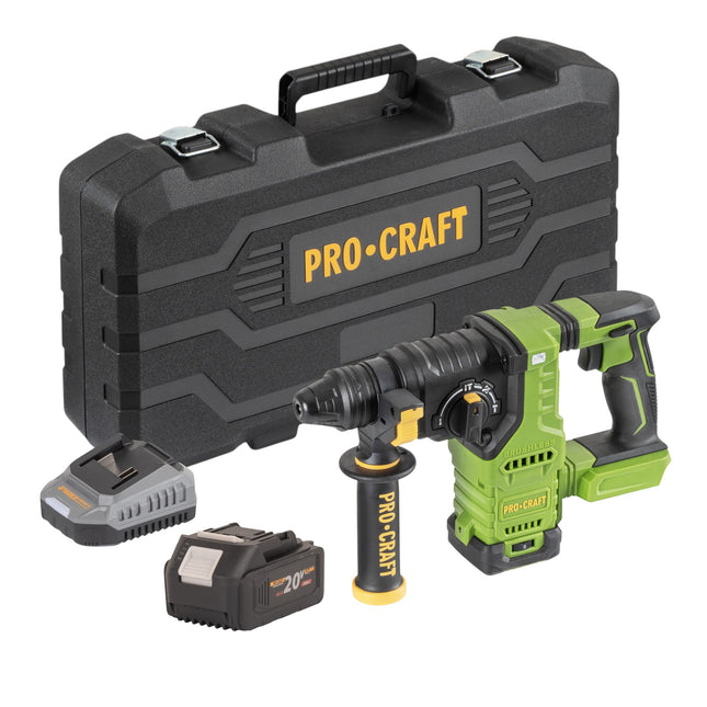 Procraft PHA30 bb c Akku Bohrhammer 20 V 2 8 J SDS plus Brushless 1x Akku 4 0 Ah Ladegeraet Koffer 0 - toolbrothers