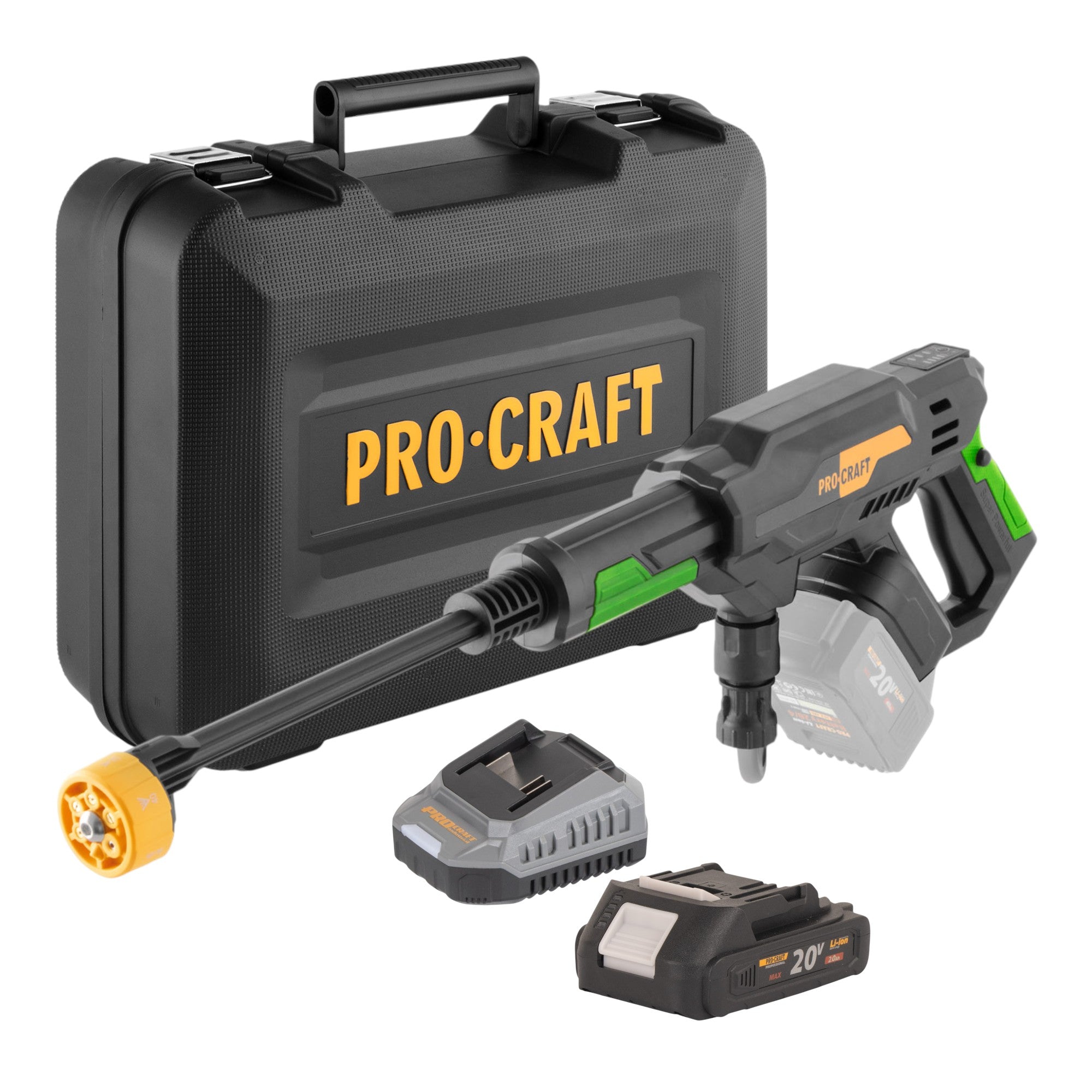 Procraft CW20bb Akku Hochdruckreiniger 20 V 30 bar 180 l h Brushless 1x Akku 2 0 Ah Ladegeraet Koffer 0 - toolbrothers