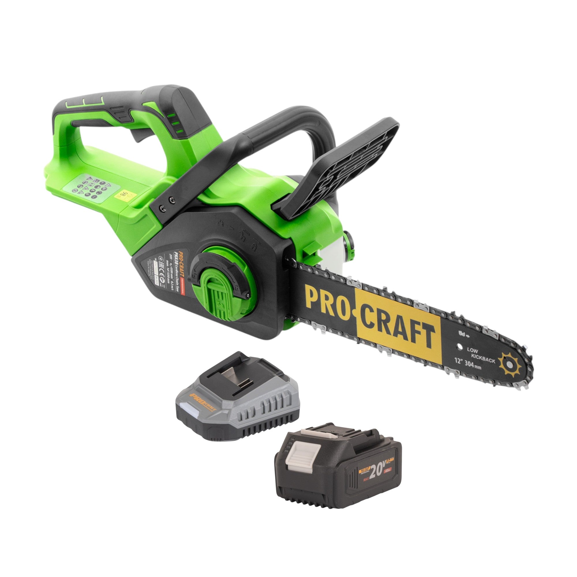 Procraft PKA38 Akku Kettensaege 20 V 304 mm Brushless 1x Akku 4 0 Ah Ladegeraet 0 - toolbrothers