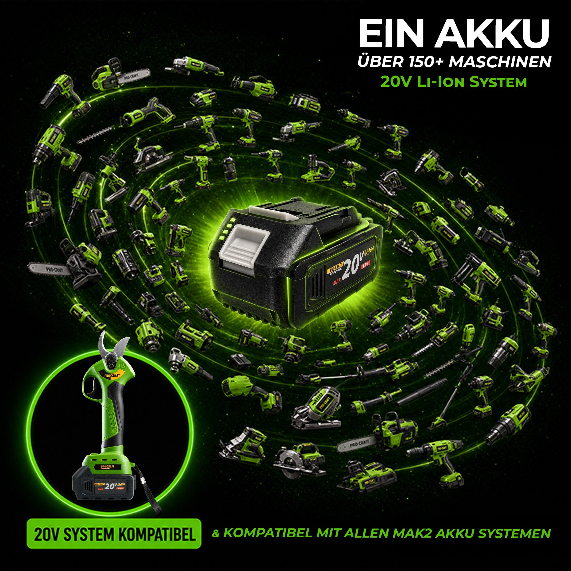 Procraft ES28Li bb Akku Astschere Gartenschere 20 V 25 mm 1x Akku 4 0 Ah RHINO Toolcase ohne Ladegeraet 2 - toolbrothers