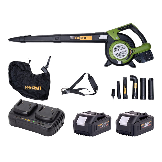 Procraft VB20 Akku Laubblaeser und Laubsauger 40 V 2x 20 V Brushless 2x Akku 4 0 Ah Doppelladegeraet 0 - toolbrothers