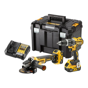 DeWalt DCK 2080 P2T Akku Kombopack Set 18 V DCD 796 Schlagbohrschrauber + DCG 405 Winkelschleifer + 2x Akku 5,0 Ah + Ladegerät + TSTAK
