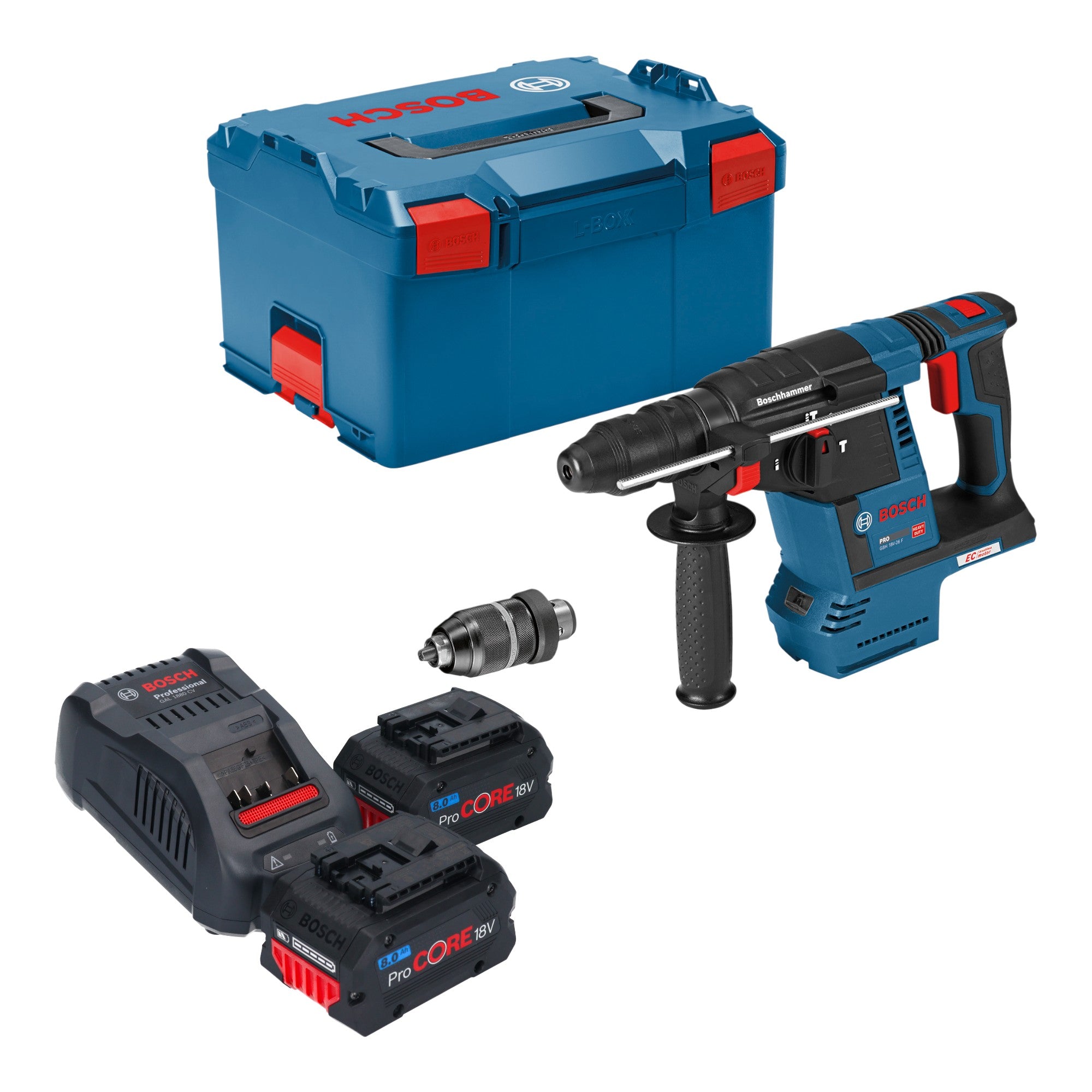 Bosch GBH 18V 26 F Professional Akku Bohrhammer 18 V 2 6 J SDS plus Brushless 2x ProCORE Akku 8 0 Ah Ladegeraet L Boxx 0 - toolbrothers