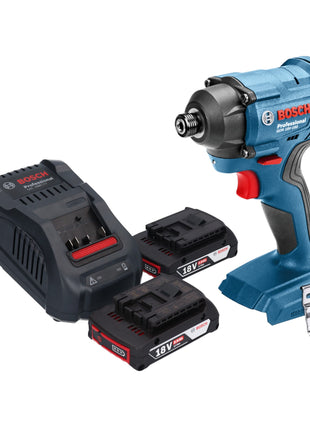 Bosch GDR 18 V-160 Avvitatore ad impulsi a batteria 18 V 1/4" + 2x Batterie GBA 2,0 Ah + Caricabatterie Bosch GAL 1880 CV