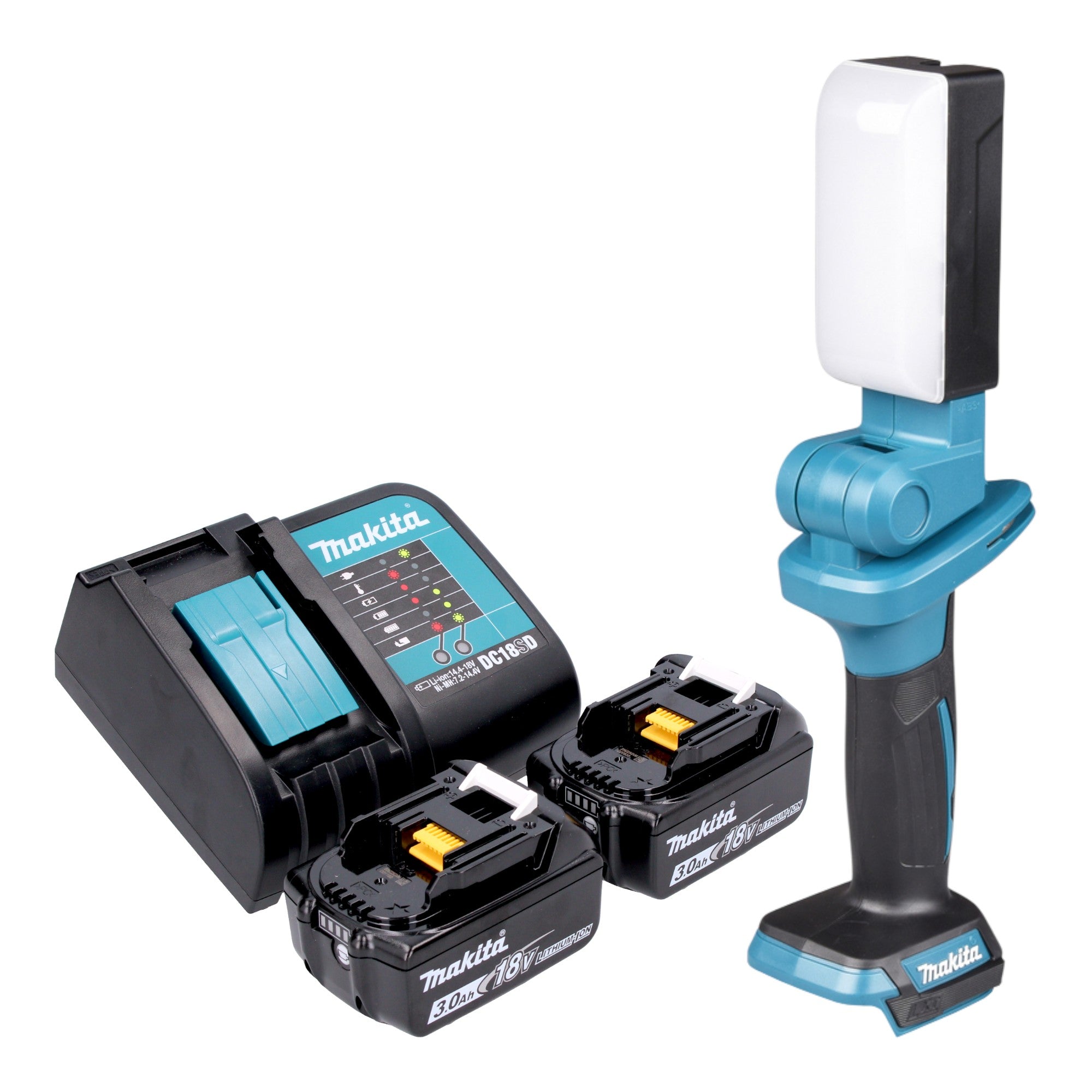 Makita DML 816 SFX Akku Arbeitsleuchte 18 V 500 lm LED 2x Akku 3 0 Ah Ladegeraet 0 - toolbrothers