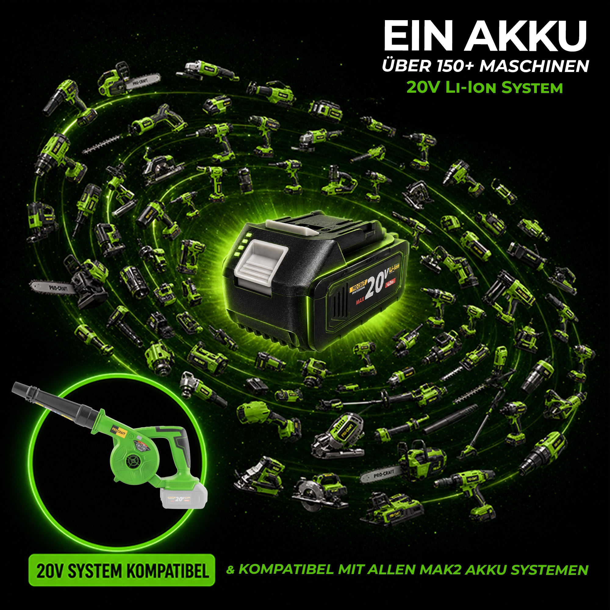 Procraft PB22bb Akku Laubblaeser 20 V Solo ohne Akku ohne Ladegeraet 2 - toolbrothers