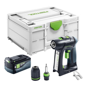 Festool C 18-Basic Akku Bohrschrauber 18 V 45 Nm Brushless + 1x Akku 5,0 Ah + Systainer - ohne Ladegerät