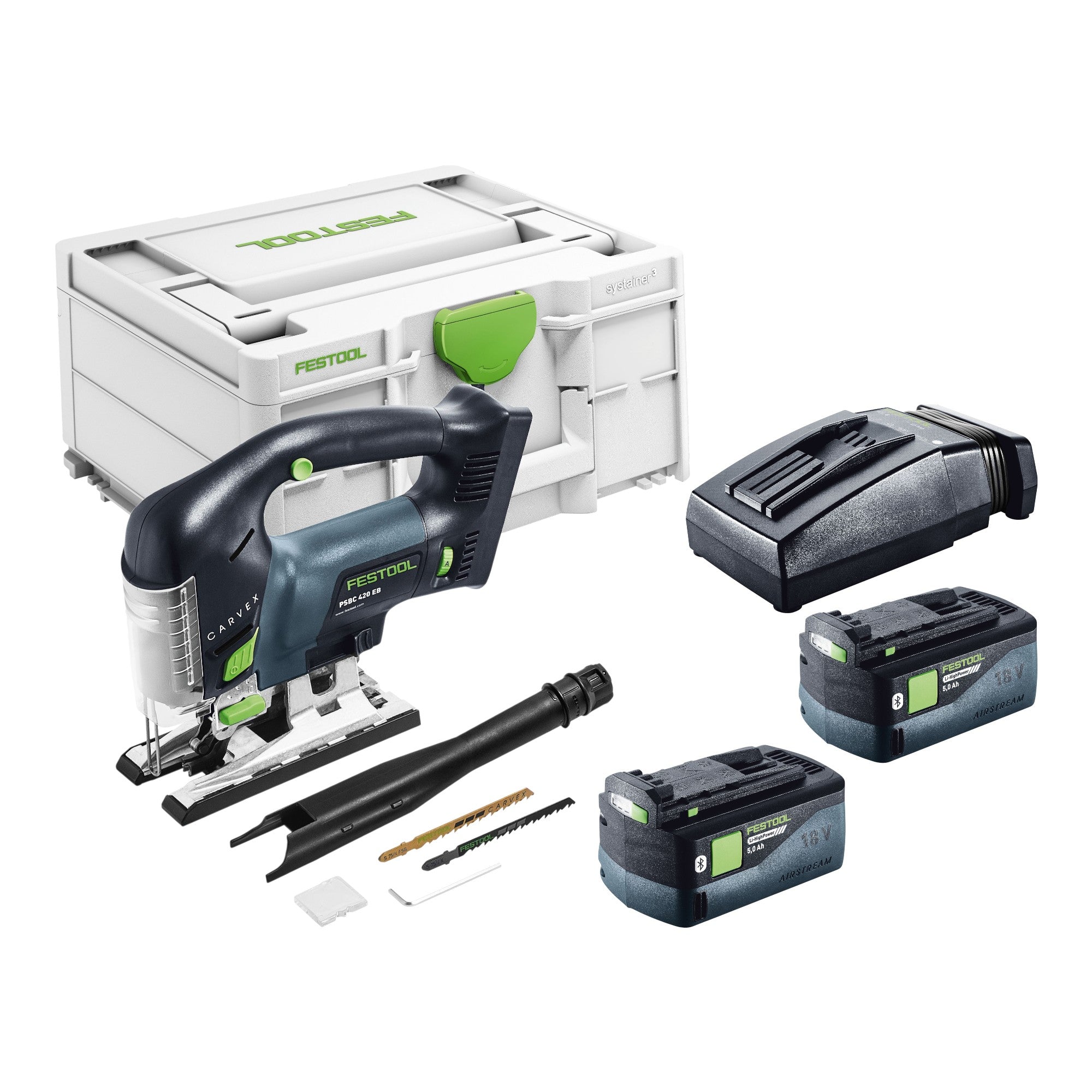 Festool PSBC 420 Basic Akku Pendelstichsaege 18 V 120 mm Brushless 2x Akku 5 0 Ah Ladegeraet Systainer 0 - toolbrothers