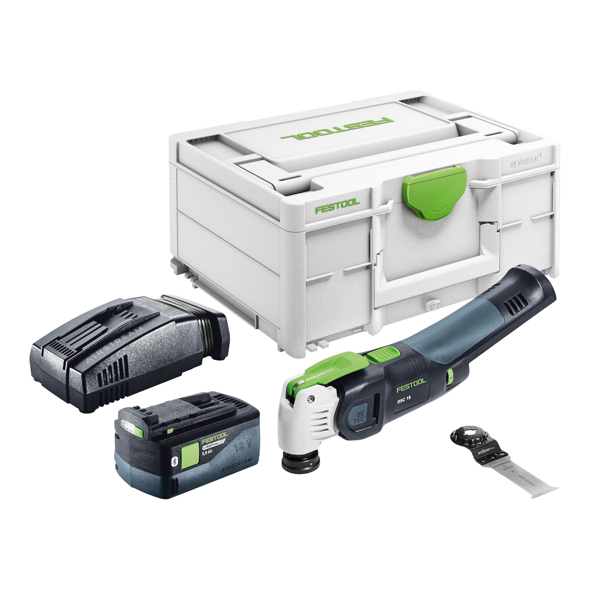 Festool OSC 18 E Basic Akku Oszillierer 18 V Starlock Max Brushless 1x Akku 5 0 Ah Schnellladegeraet Systainer 0 - toolbrothers