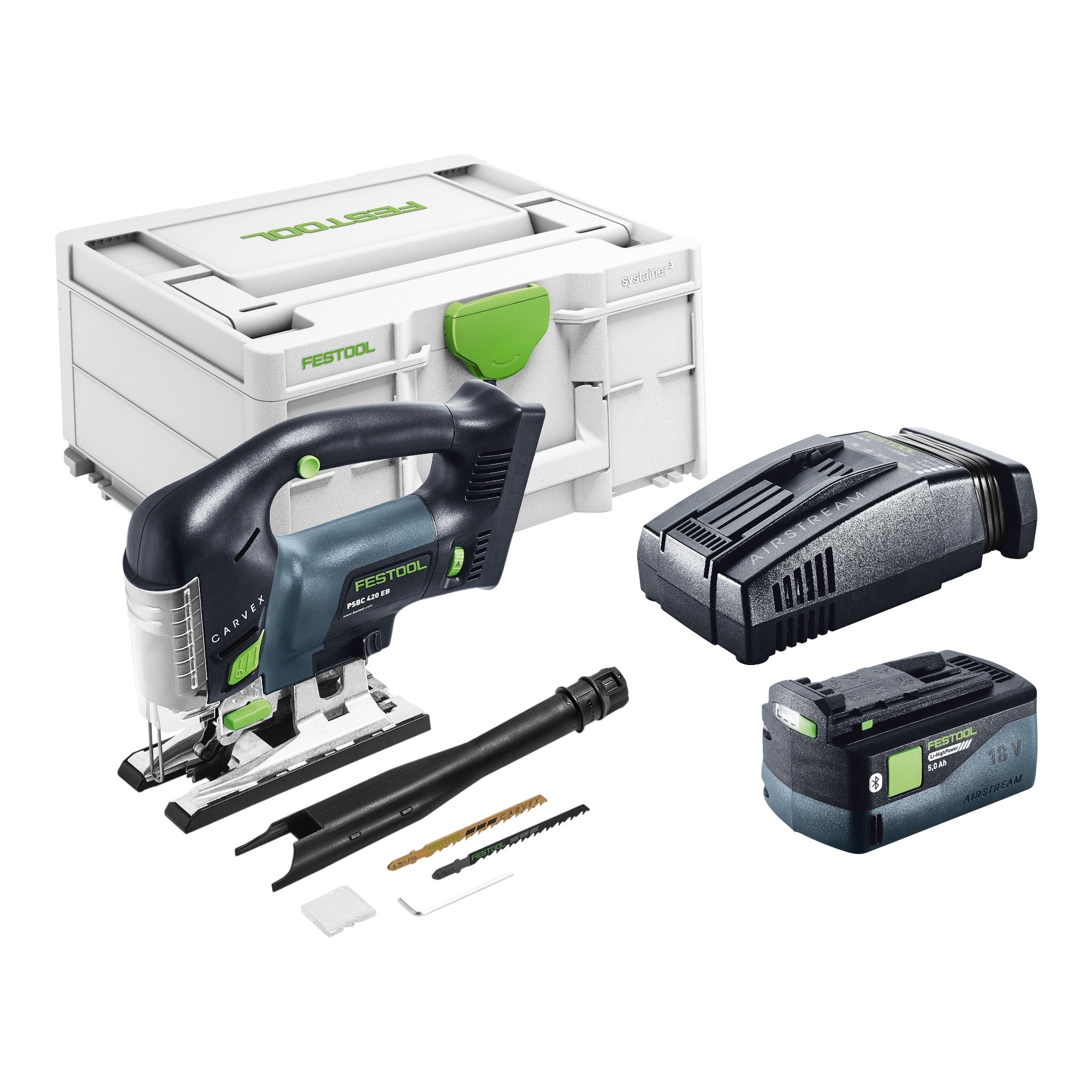 Festool PSBC 420 EB Basic Akku Pendelstichsaege 18 V 120 mm Brushless 1x Akku 5 0 Ah Schnellladegeraet Systainer 0 - toolbrothers