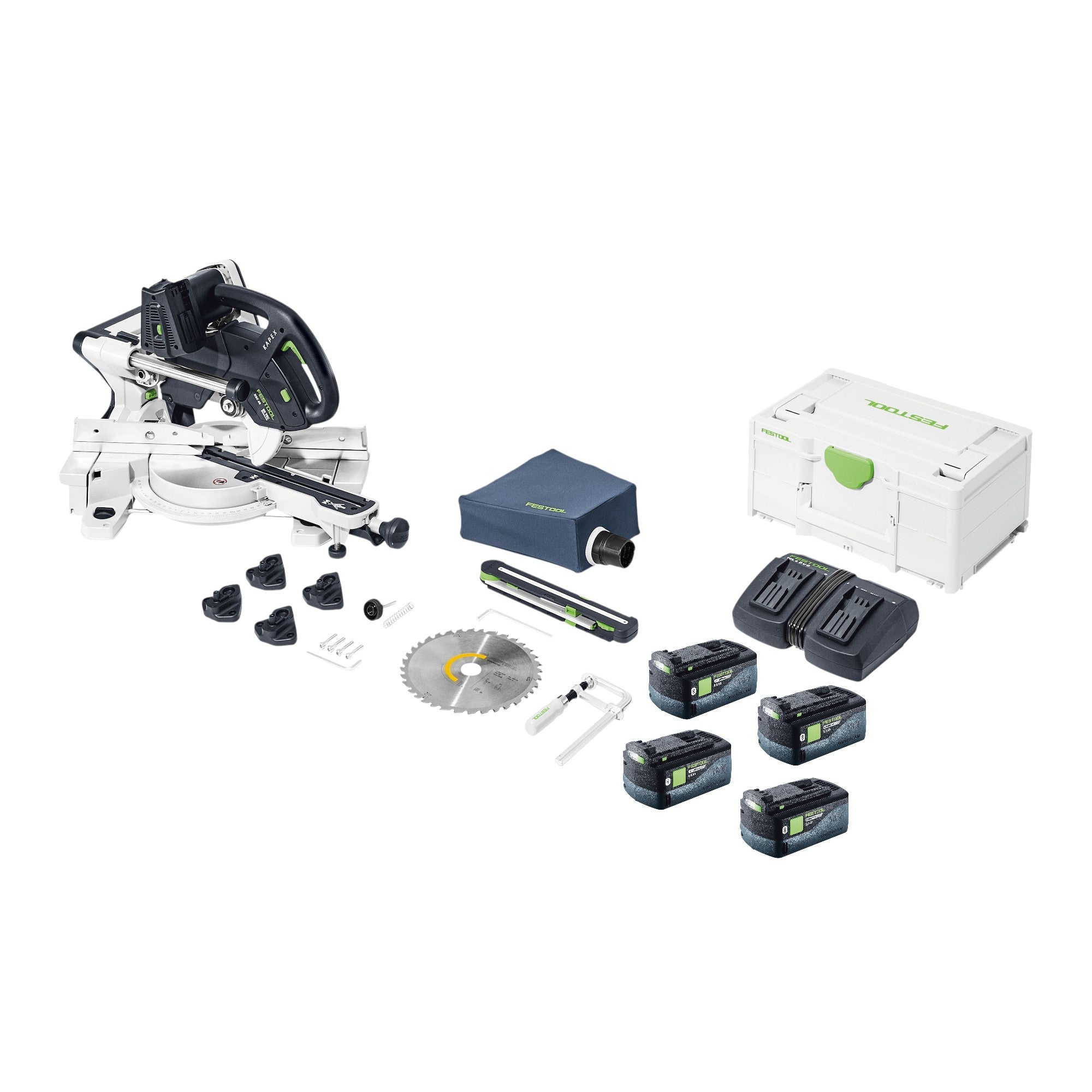 Festool KAPEX KSC 60 EB Basic Akku Kapp Zugsaege 18 V 36 V 216 mm Brushless 4x Akku 5 0 Ah Doppelladegeraet Systainer 0 - toolbrothers
