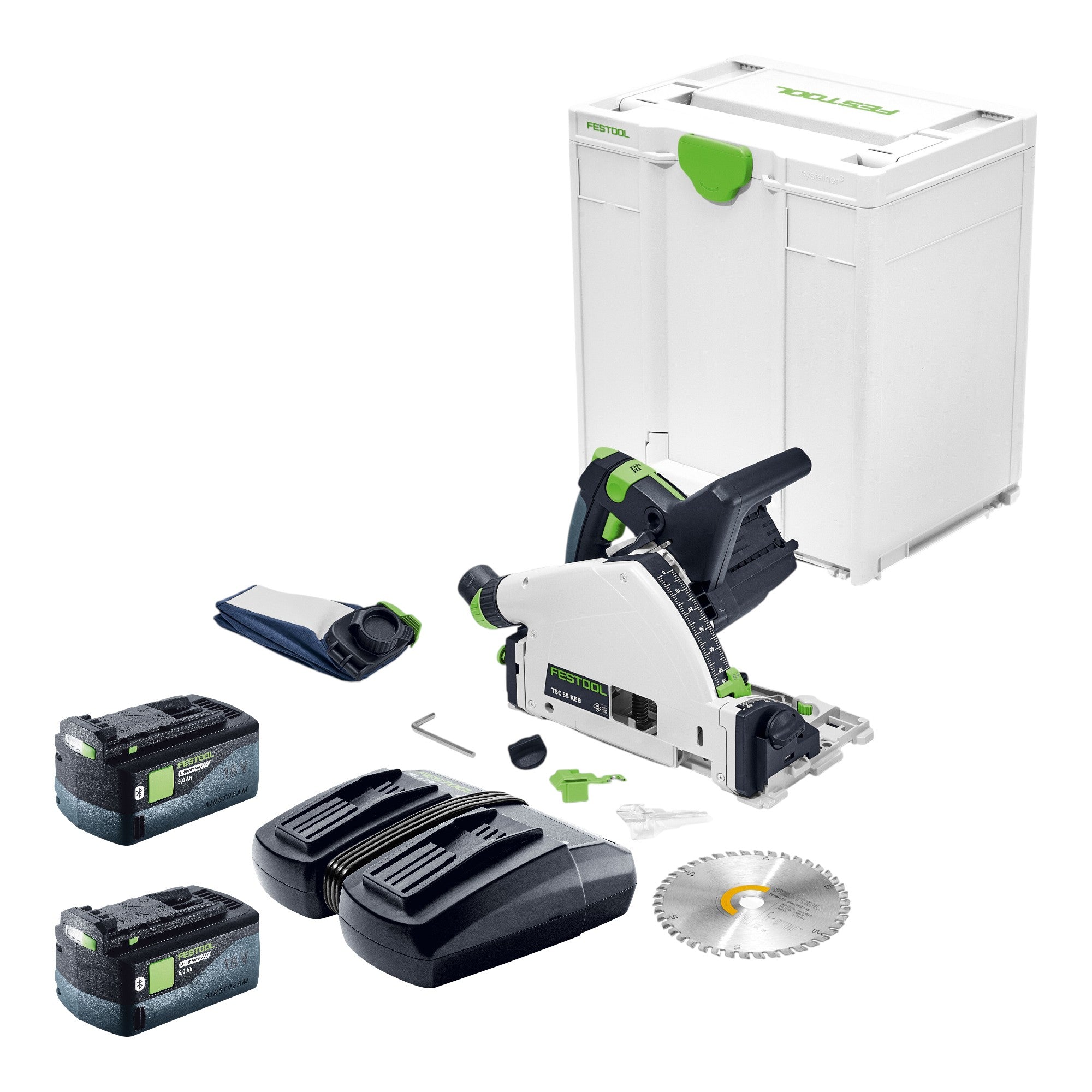 Festool TSC 55 KEB Basic Akku Tauchsaege 18 36 V 160 mm Brushless 2x Akku 5 0 Ah Doppelladegeraet Systainer 0 - toolbrothers