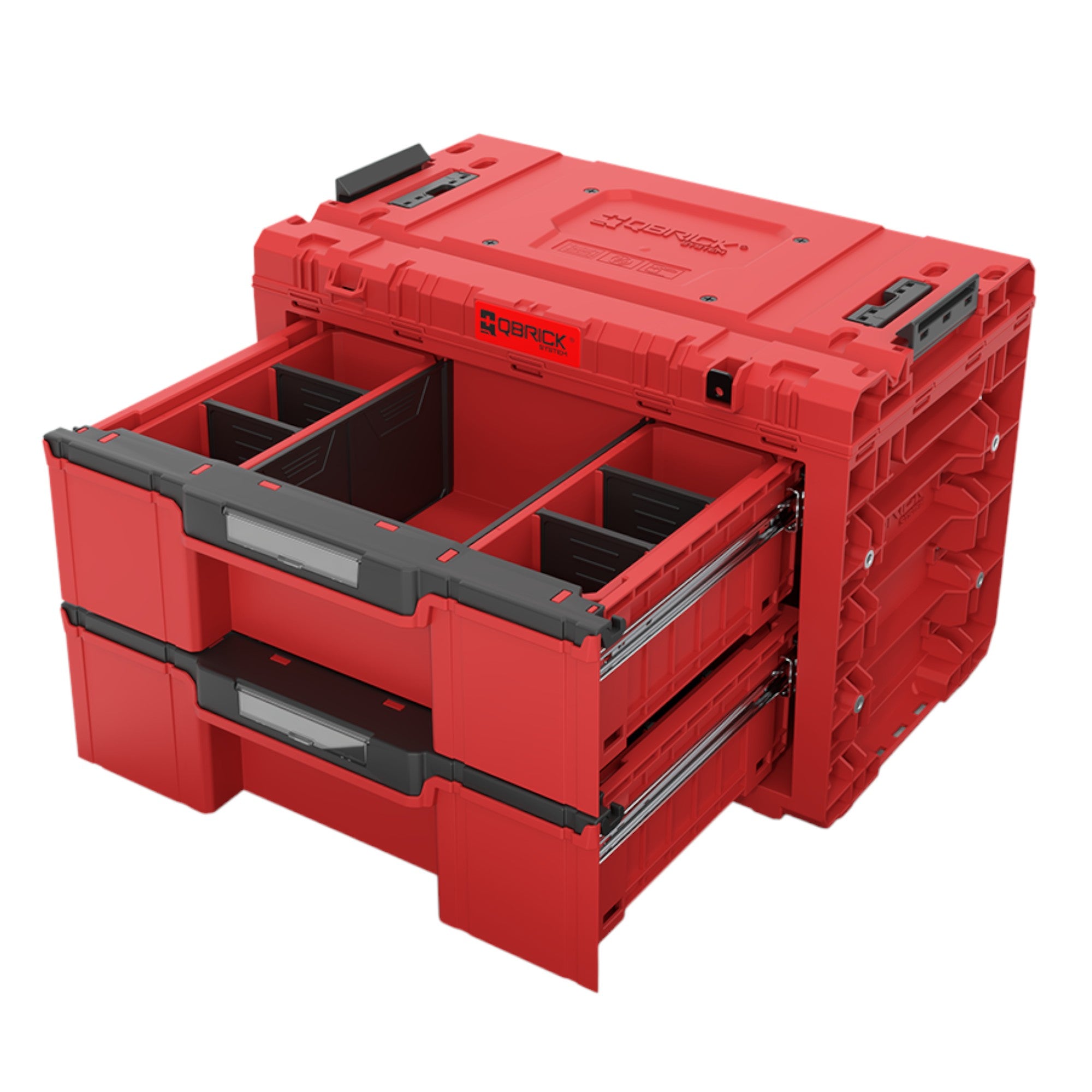 Qbrick System PRIME Drawer 2 Toolbox Expert RED ULTRA HD modularer Werkzeugkasten mit 2 Schubladen 542 x 335 x 369 mm 24 l 0 - toolbrothers