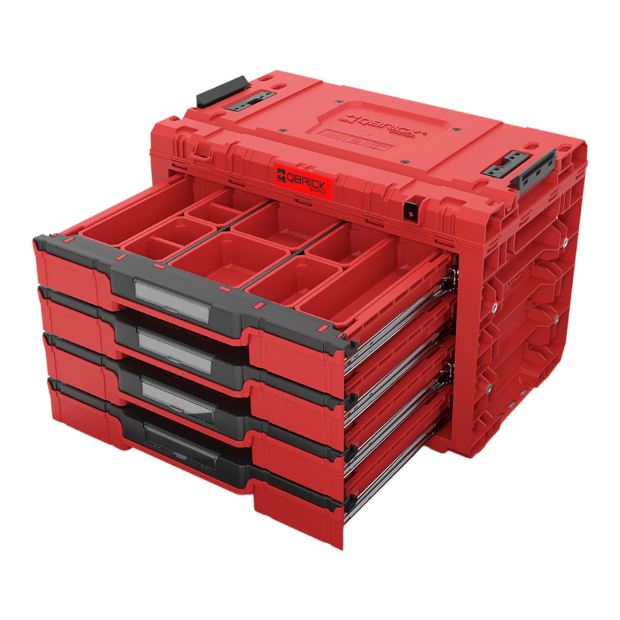 Qbrick System PRIME Drawer 4 Toolbox Expert RED ULTRA HD modularer Werkzeugkasten mit 4 Schubladen 542 x 335 x 369 mm 21 2 l 0 - toolbrothers