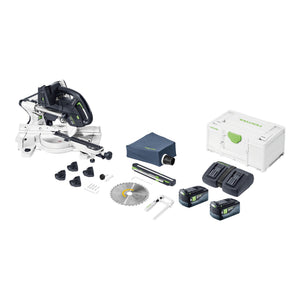 Festool KAPEX KSC 60 EB-Basic Akku Kapp Zugsäge 18 V / 36 V 216 mm Brushless + 2x Akku 5,0 Ah + Doppelladegerät + Systainer