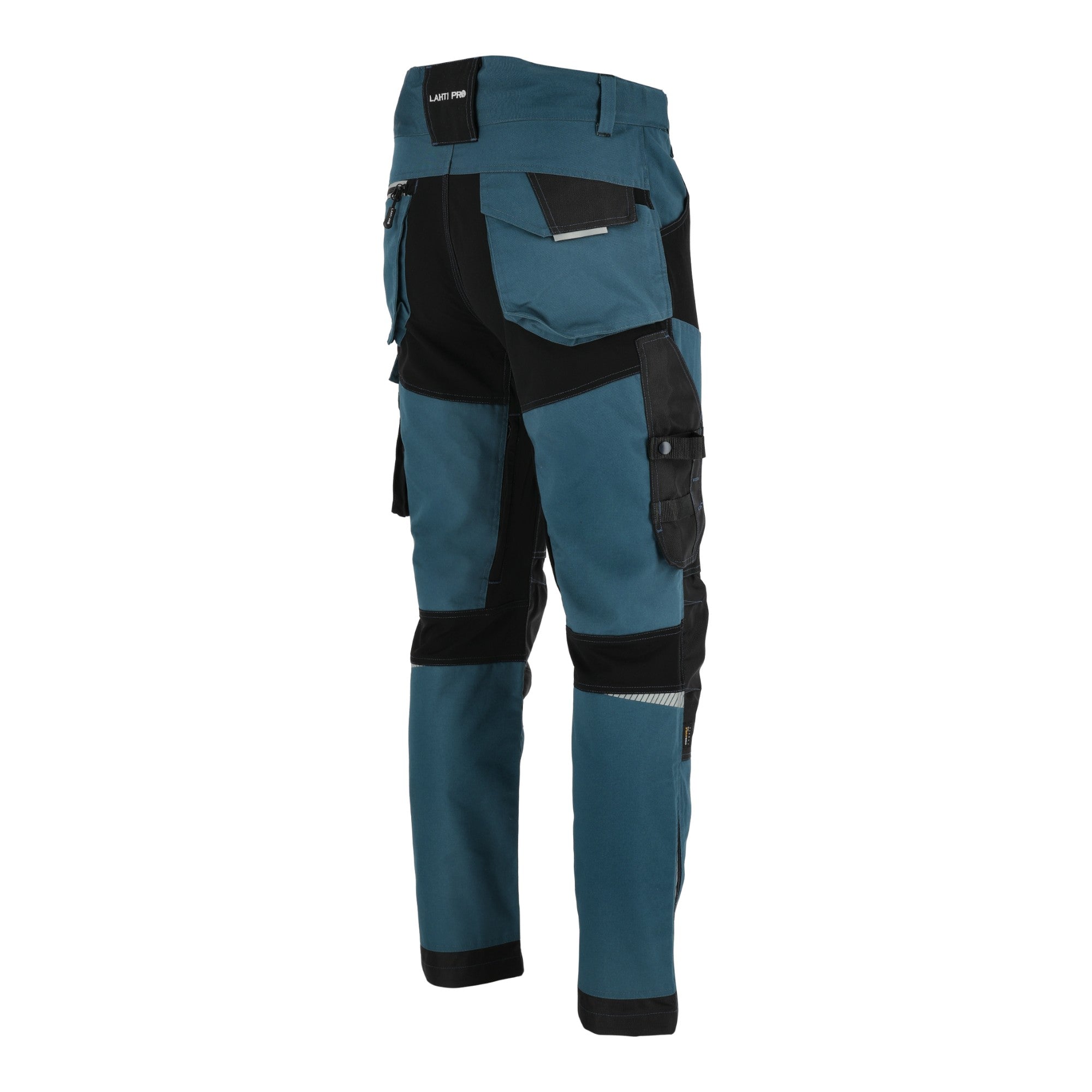 LAHTI PRO Arbeitshose mit Stretch Einsaetzen Slim Fit Groesse S L4054101 tuerkis schwarz 4 - toolbrothers
