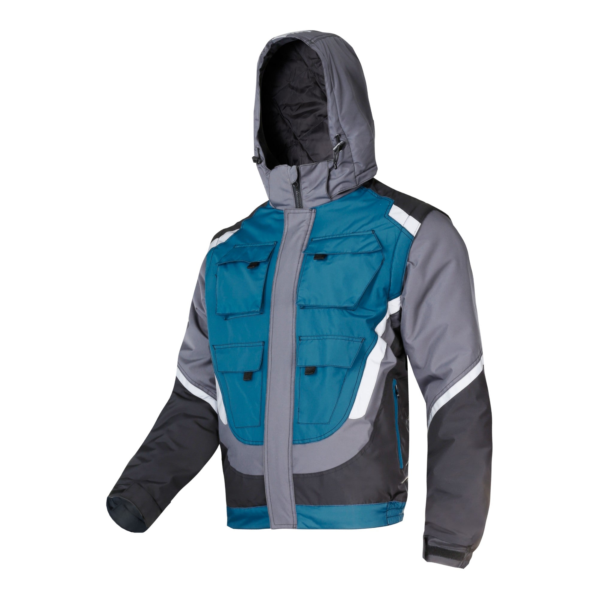 LAHTI PRO Gepolsterte Arbeitsjacke mit Reflexstreifen Groesse M L4092402 schwarz grau tuerkis 0 - toolbrothers