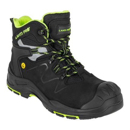 LAHTI PRO Sicherheitsstiefel Nubuk S3 FO HRO SR Groesse 39 L3013039 schwarz gruen 1 - toolbrothers