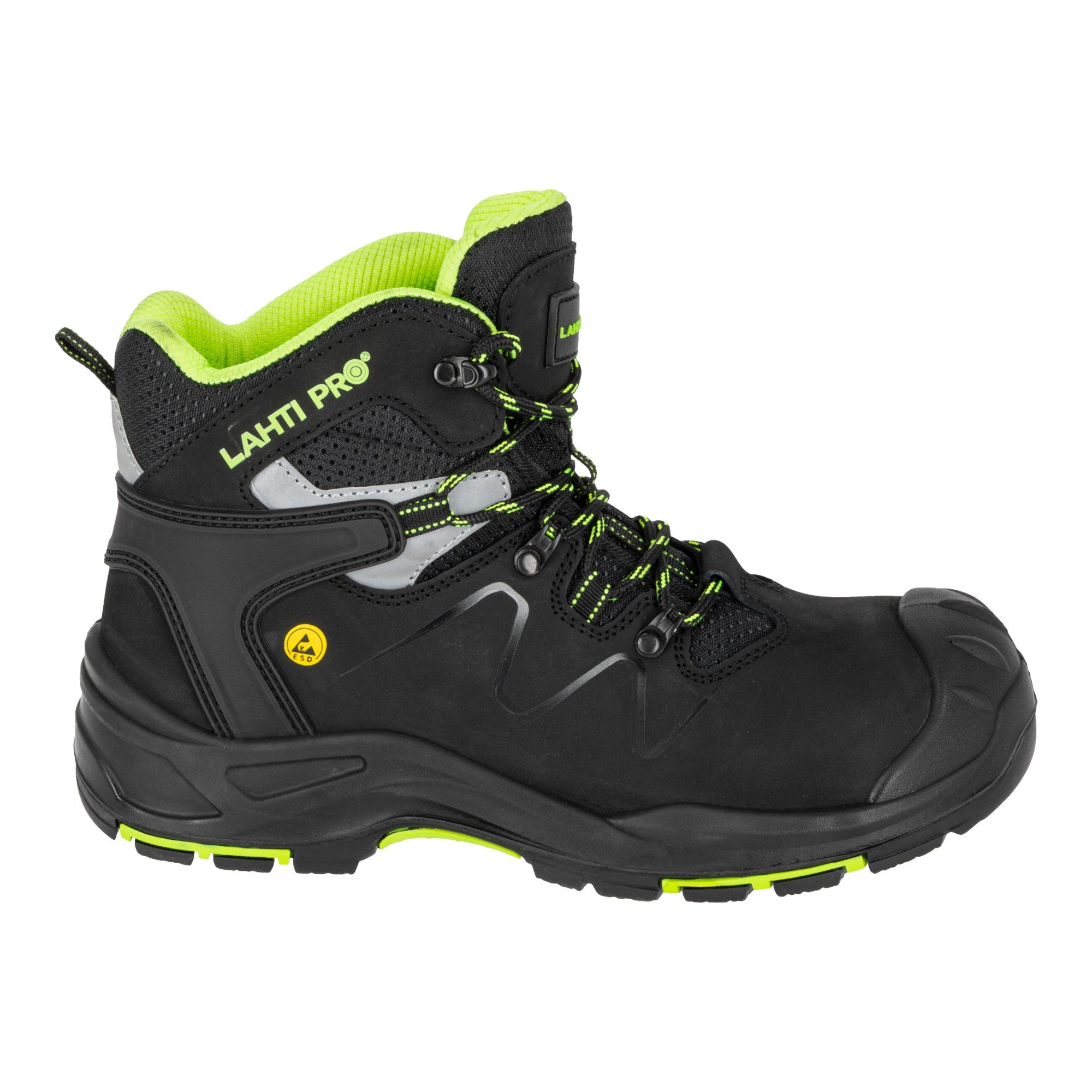LAHTI PRO Sicherheitsstiefel Nubuk S3 FO HRO SR Groesse 45 L3013045 schwarz gruen 0 - toolbrothers