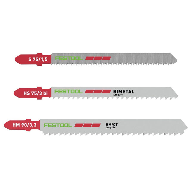 Festool STS-Sort/11 PLASTICS Stichsägeblatt-Set 11 Stk. ( 204336 / 204268 / 204269 ) für sämtliche Kunstoffe / Laminat - Toolbrothers