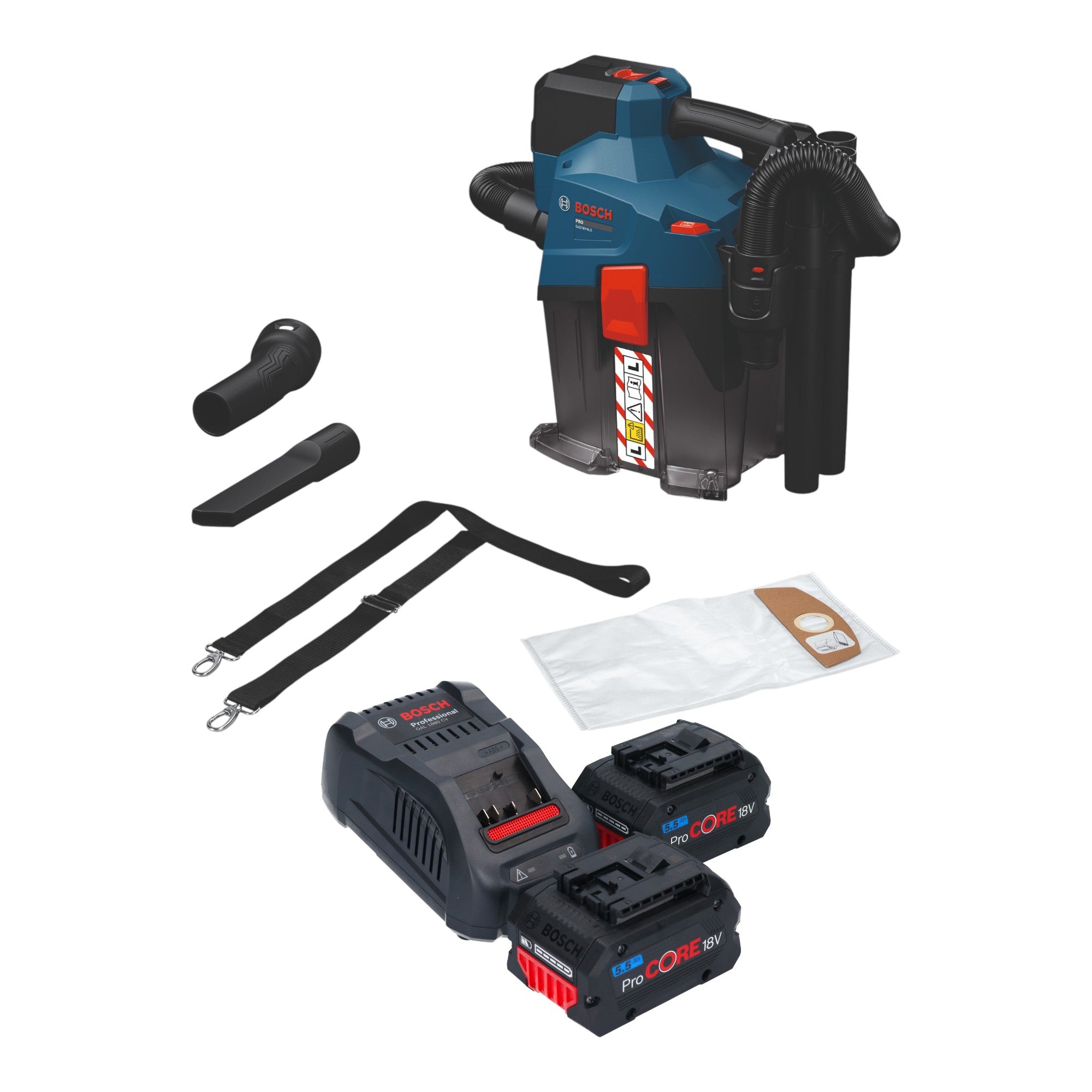Bosch GAS 18V 6L S Akku Staubsauger 18 V 6 l Staubklasse L 2x ProCORE Akku 5 5 Ah Ladegeraet 0 - toolbrothers