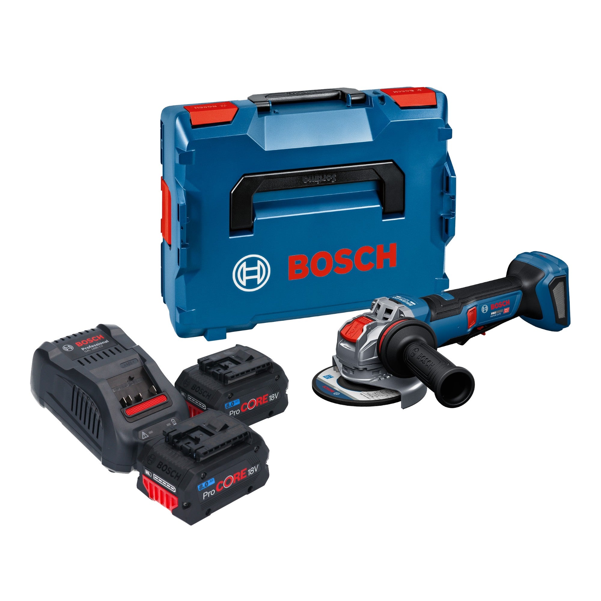 Bosch GWX 18V 11 PS Akku Winkelschleifer 18 V 125 mm 2x ProCORE Akku 8 0 Ah Ladegeraet L Boxx 0 - toolbrothers