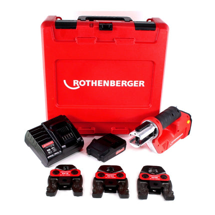 Rothenberger ROMAX Compact TT 18V Akku Pressmaschine + 1x Akku 2,0Ah + Ladegerät + Pressbackenset + Koffer ( 1000002117 ) - Toolbrothers