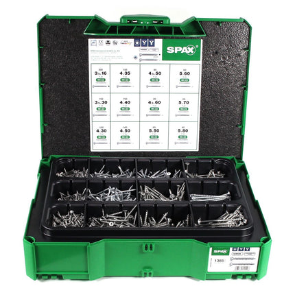 SPAX Box Senkkopf Schrauben Set 12 Größen 1385 tlg. im systainer ( 5000009172009 ) mit 5 BITs Torx T-STAR plus T20 4CUT WIROX - Toolbrothers