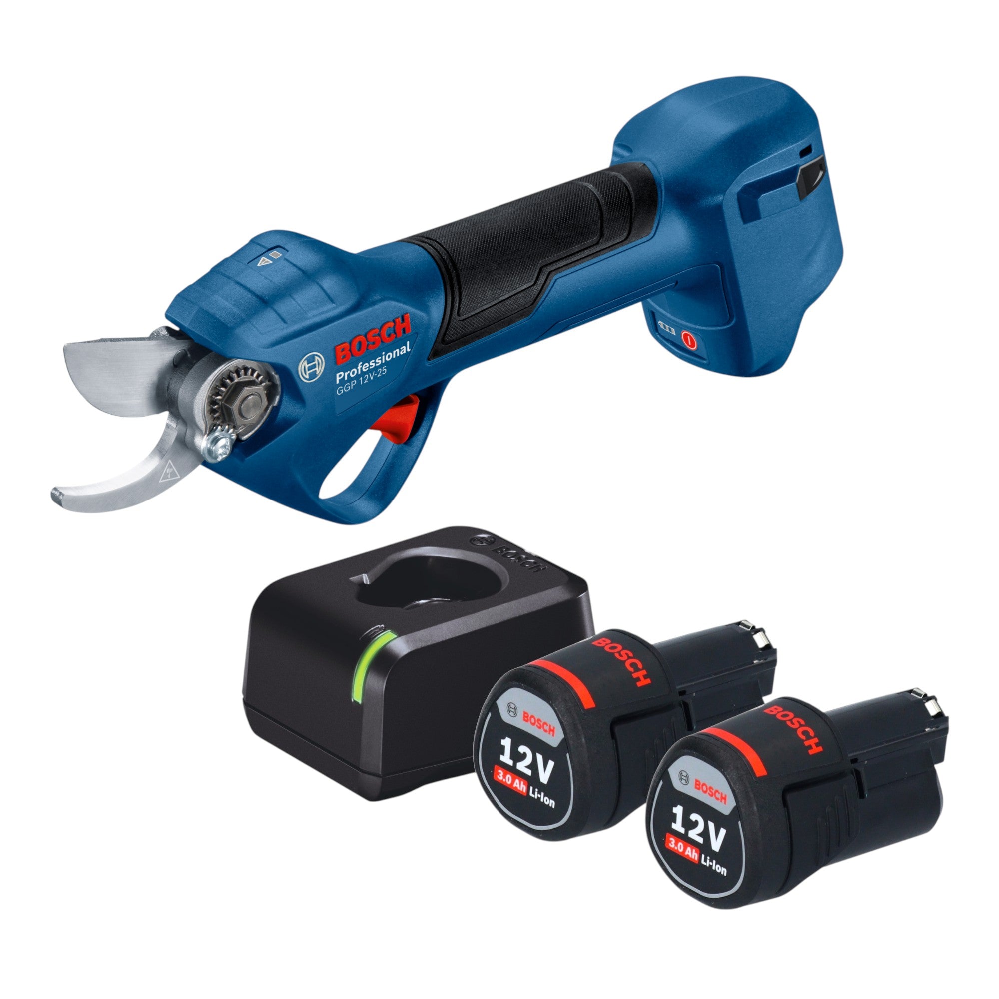 Bosch GGP 12V 25 Akku Gartenschere 12 V 25 mm Brushless 2x Akku 3 0 Ah Ladegeraet 0 - toolbrothers
