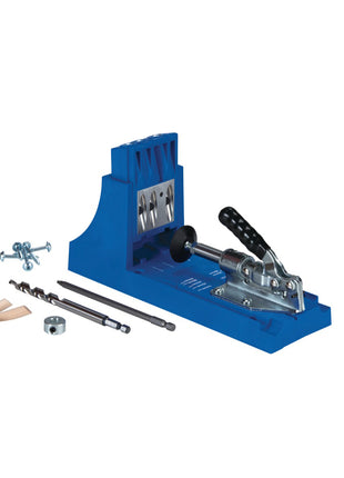 KREG Jig K4 Starter Set ( K4 ) Complete carpentry joining system made of wood with drilling template K4, step drill, bit, screws and plugs