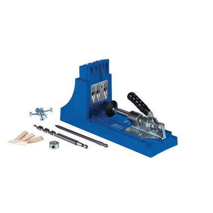 KREG Jig K4 Starter Set ( K4 ) Complete carpentry joining system made of wood with drilling template K4, step drill, bit, screws and plugs