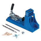 KREG Jig K4 Starter Set ( K4 ) Kompletny zestaw do łączenia drewna z szablonem wiertarskim K4, wiertłem stopniowym, bitem, wkrętami i kołkami.