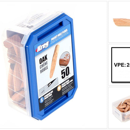 KREG Pocket-Hole Stopfen Eiche 250 Stk. ( P-OAK ) Massivholz kürzbar - Toolbrothers