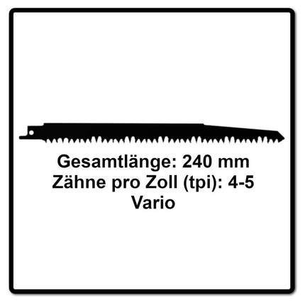 Komet Säbelsägeblatt FRESH WOOD 240mm 4-5tpi 5 Stk. ( 501.085 ) CV-Stahl Vario - Toolbrothers
