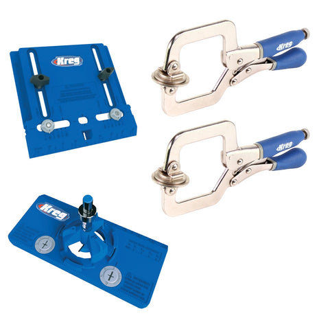 KREG Schrankbau-Set mit Cabinet Hardware Jig ( KHI-PULL ) + Concealed Hinge Jig ( KHI-HINGE ) + 2 x Schnellspannzwingen ( KHC-PREMIUM ) - Toolbrothers