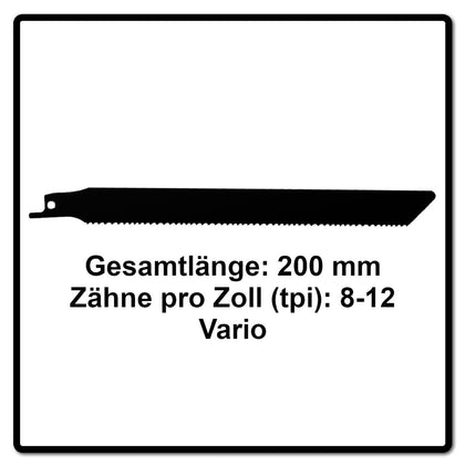 Komet Säbelsägeblatt PALLETS 200mm 8-12tpi 25 Stk. ( 5x 501.396 ) HSS-Bi-Metall Vario - Toolbrothers