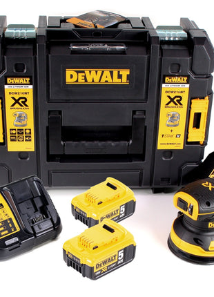 DeWalt DCW 210 P2 Akku Exzenterschleifer Brushless 18V 12.000U/min 125mm + 2x Akkus 5,0 Ah + 1x Schnellladegerät in TSTAK - Toolbrothers