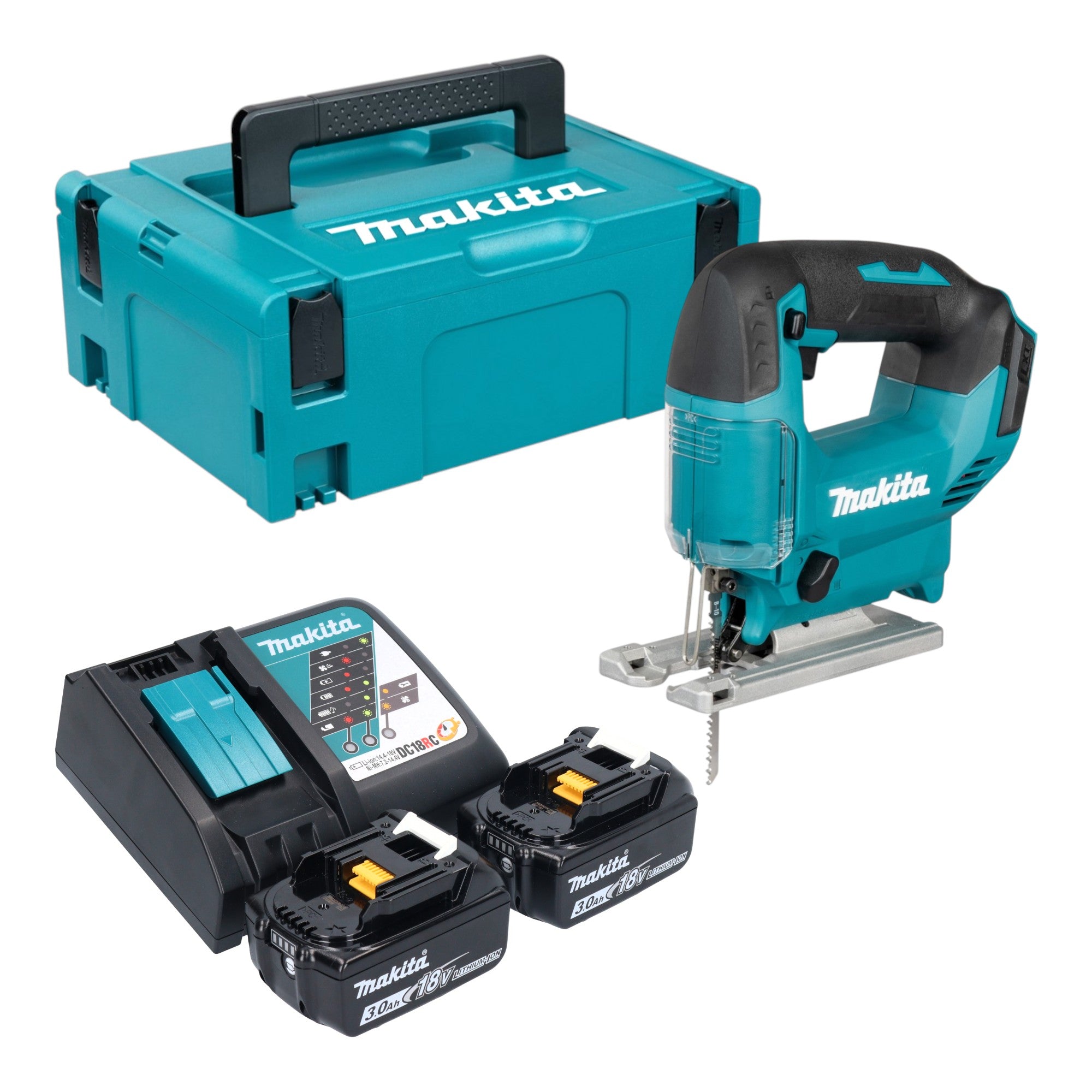 Makita DJV 186 RFJ Akku Pendelhubstichsaege 18 V 2x Akku 3 0 Ah Ladegeraet Makpac 0 - toolbrothers